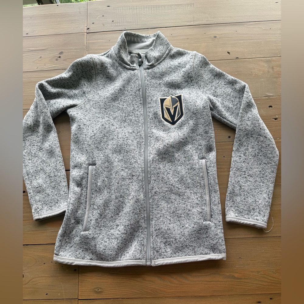 GoldenNights Gray Fleece Full-Zip Jacket with Logo